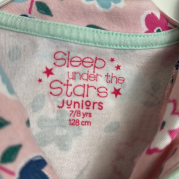 "Sleep in the Stars" 🌟 Floral Pink Pajama Set Size 7/8 - Picture 4 of 11